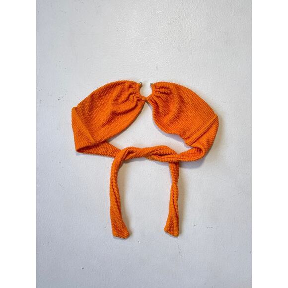 WeWoreWhat Spongie Orange Bandeau Tied Top Seersucker Sz S/P U Ring - Picture 1 of 8